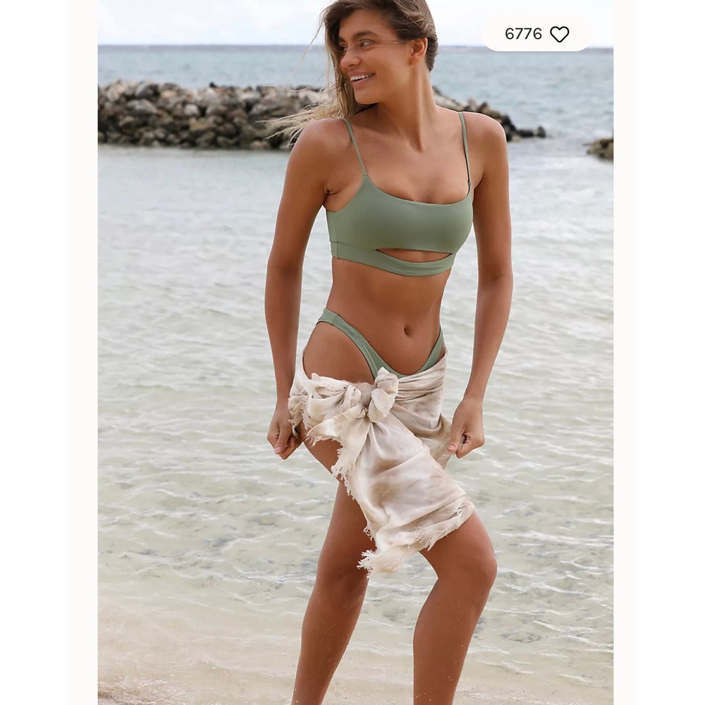 Free People x Toast Swim Sage Green Bikini Top Sz XL NWT